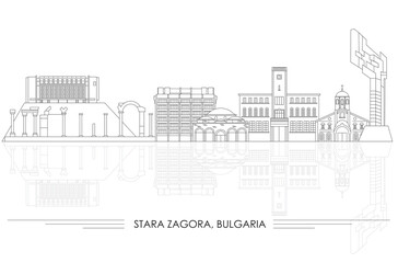 Fototapeta na wymiar Outline Skyline panorama of city of Stara Zagora, Bulgaria- vector illustration