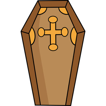 brown coffin with gold cross clip art preview