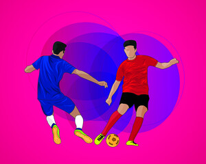 Fototapeta na wymiar soccer players Flat Illustration vector