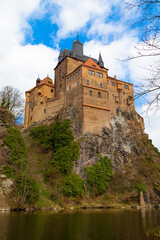 Fortress on the rock. Old Kriebstein castle. Saxony. East Germany.