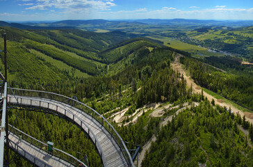Fototapeta na wymiar View of landscape at Dolni Morava from sky walk in Dolni Morava in Kralicky Sneznik, Czech Republic, Europe, Central Europe 