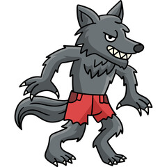 Werewolf Halloween Cartoon Colored Clipart 