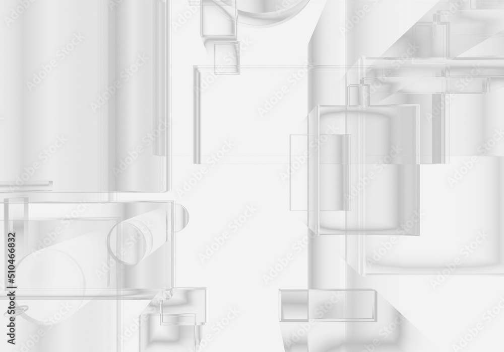 Poster abstract 3d white gray color blockchain isometric digital technology texture background.