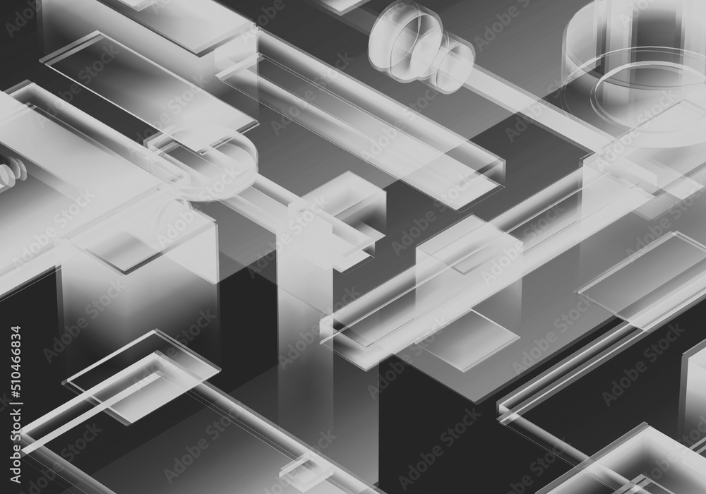 Poster abstract 3d blockchain isometric digital technology texture background.