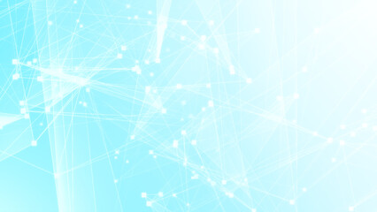 Abstract blue white polygon tech network with connect technology background. Abstract dots and lines texture background. 3d rendering.