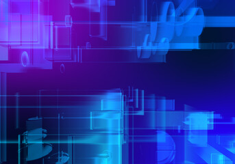Fototapeta na wymiar Abstract 3d blue purple color blockchain isometric digital technology texture background.