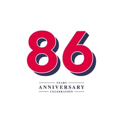 86 Years Anniversary Celebration Vector Template Design Illustration