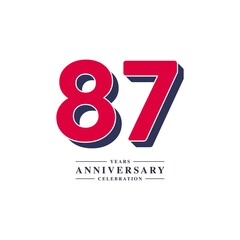 87 Years Anniversary Celebration Vector Template Design Illustration