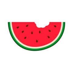 Slice of bitten watermelon. Simple vector illustration, design element