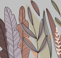 
Background with plants and leaves. Tropical leaves illustration.