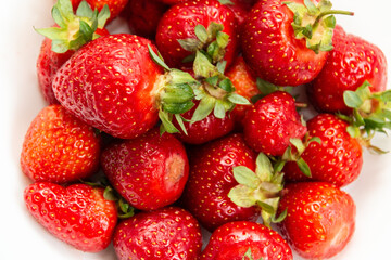 Fresh ripe strawberries. Close-up. Background from strawberries. Harvest strawberries. Dessert.