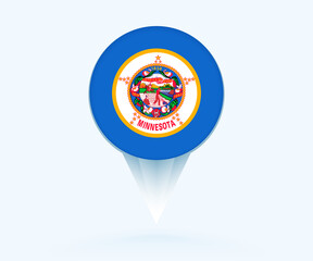Map pointer with flag of Minnesota.