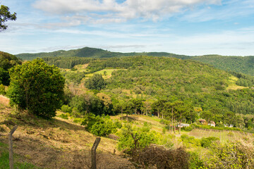 Fototapeta na wymiar A view of the countryside (Carapina region) in Sao Francisco de Paula, Brazil