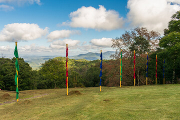 Fototapeta na wymiar Landscape view from the Khadro Ling Buddhist Temple in Tres Coroas, Brazil