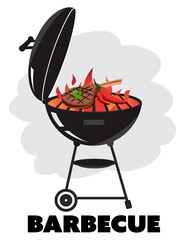 Charcoal BBQ Grill appliance hobby cooking vector icon illustration
