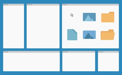 desktop interface blank window with folder icons isolated simple ui vector flat illustration