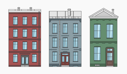 apartment building set vector flat illustration