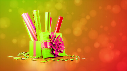 gift decoration and gift box on festival bg - abstract 3D rendering