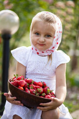 little child eating strawberries