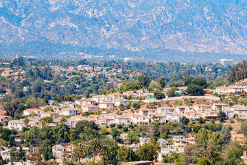 Aerial view of Los Angeles downtown cityscape