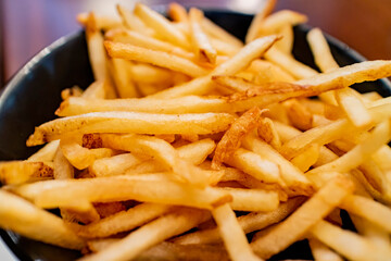 Close up shot of deep fried French fries