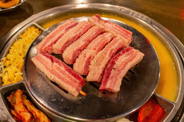 Close up shot of Korean style grill meat