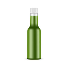 Pesto Sauce Bottle Mockup, Isolated on White Background. Vector Illustration