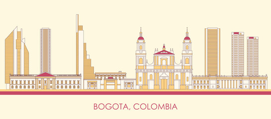 Cartoon Skyline panorama of city of Bogota , Colombia - vector illustration