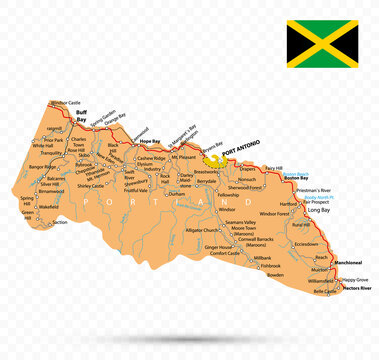Portland Map. Jamaica state