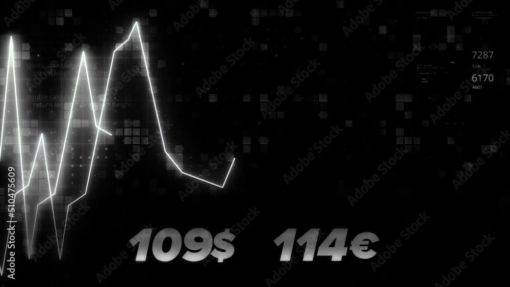 Poster changing neon chart with numbers. motion. exchange rates with moving chart. glowing diagram and diag