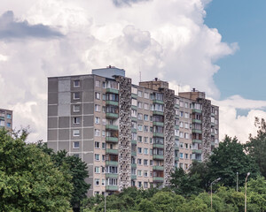 residential housing block building in eastern europe architecture