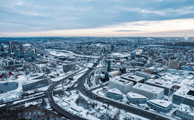 Naklejka na ściany i meble European capital city aerial view winter