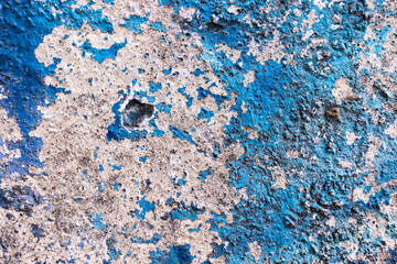 blue and white  old paint concrete wall