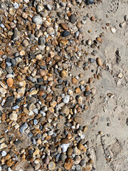 Small wet colourful pebble texture on the ocean beach