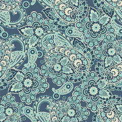 Paisley Floral oriental ethnic Pattern. Seamless Vector Ornament. Damask fabric patterns.