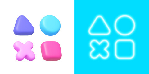 3d neon game for computer game design. Circle geometric shape. 3d vector icon © Ivan