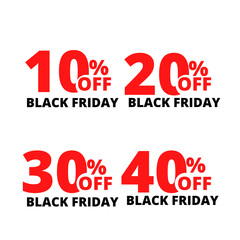 Set Sale , discount 10, 20, 30 and 40% off Black Friday 