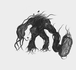 Dark fantasy character concept, plant golem, forest creature, fairytale 