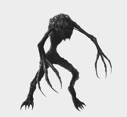 Dark fantasy concept, horror alien, devil, zombie illustration, black and white collection, insect character © human_antithesis