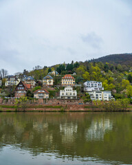 Fototapeta na wymiar Heidelberg river side houses in Germany