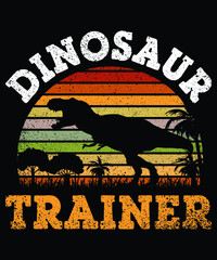 Dinosaur Trainer T-Shirt, Father's Day Vintage Shirt, Dinosaur Silhouette Shirt, Retro Vintage Sunset, Father's Day Dinosaur Shirt, Forest Vintage Sunset Shirt, Happy Father's Day Shirt Template © Depiction