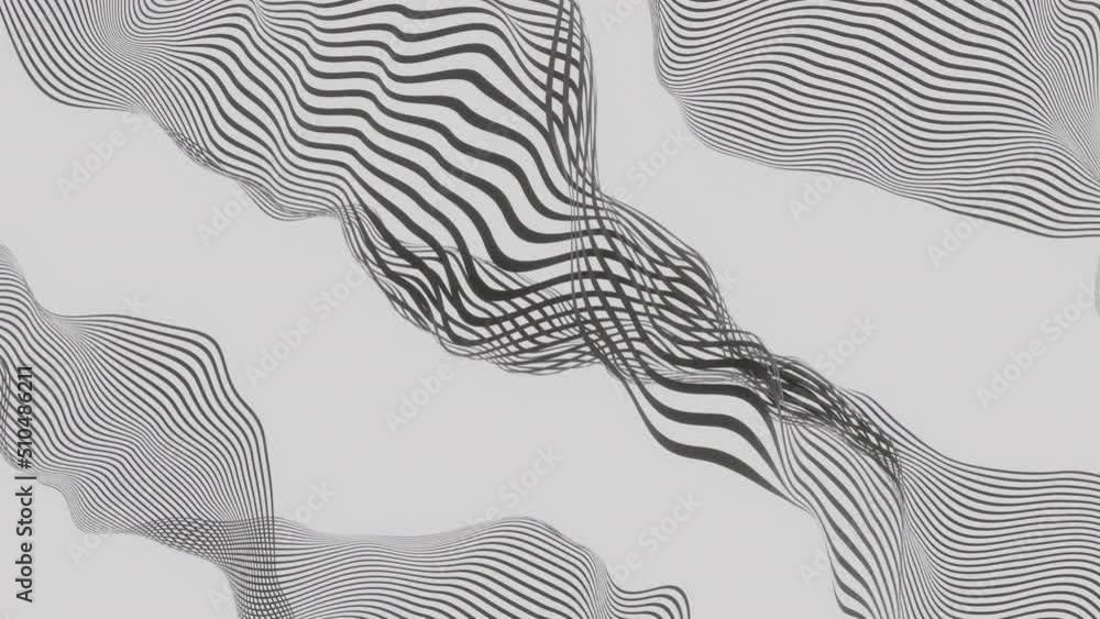 Poster animation with 3d stripes of wavy lines. design. curved lines move in energy waves. lines move in wa
