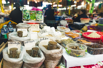 loose spices displayed at the local market in Kutaisi, Georgia. High quality photo
