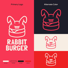 minimalist simple rabbit burger logo concept