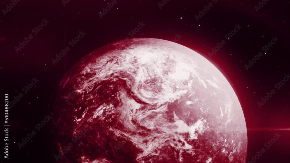 Poster 3d animation with planet in space. motion. colored planet with radiation in space. planet with color