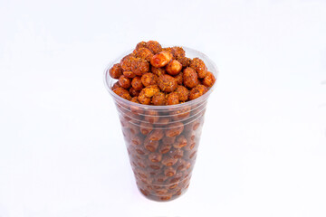 Cacahuates en vaso con chamoy y tajin 