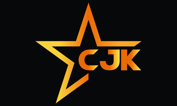 CJK golden luxury star icon three letter logo design vector template. royal logo | luxury logo | jewelry logo | premium logo | iconic logo | Victoria logo |