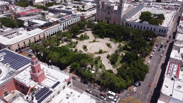 dron aereo merida mexico catedral catolica historico centro