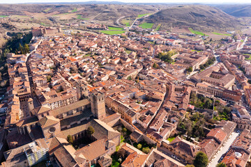 Aerial photo of Siguenza with view of Catedral de Santa Maria.