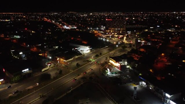 dron aereo merida mexico nocturno ciudad
